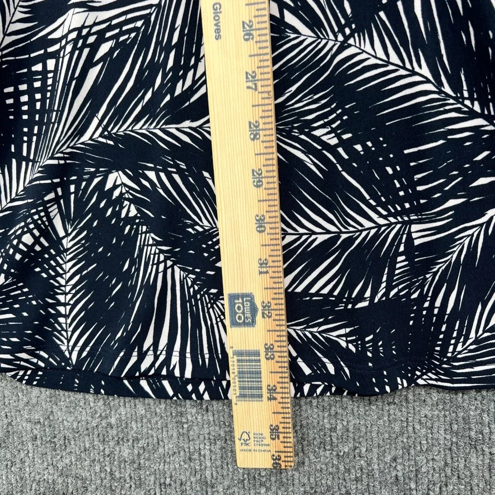 Michael Kors Palm Print Dress Womens S Navy White Long Sleeve Resort Tropical